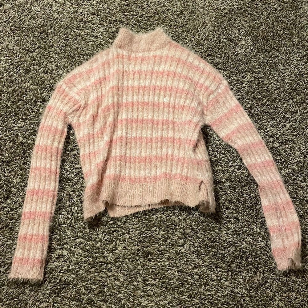 girls pink striped sweater